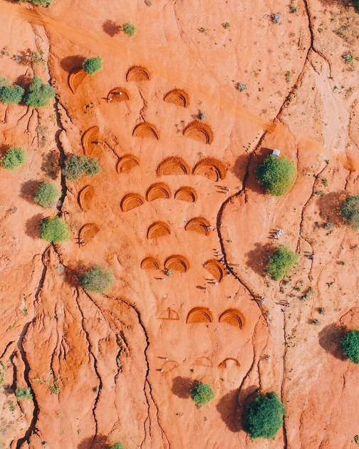 Aerial view of water bunds