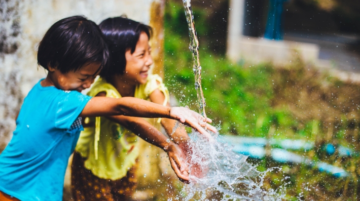 Children playing with water