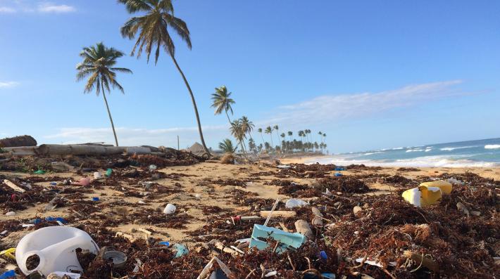 Waste at a beach